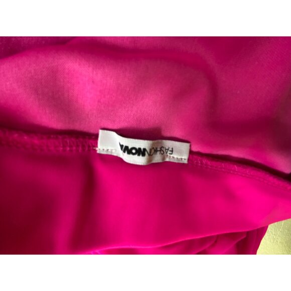 Hot Pink Ruched Bodycon Skirt XL Fashion Nova Stretchy Sexy Neon Mesh - Picture 4 of 5